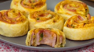 Escargots feuilletés au jambon et au fromage – une recette savoureuse et rapide  │ SavoureuxTV [upl. by Nanaek623]