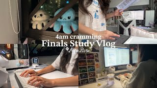 Cramming 24 Hours before exam ⏰ waking up at 4am productive finals study vlog lots of studying [upl. by Nylear945]