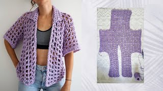 Summer🦩is a bummer without chunky yarn🧶 Crochet this chunky mesh overshirt with me ⛱️ [upl. by Otti]