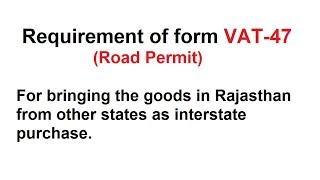 VAT47 Road Permit Form  How to Generate Online in PDF format [upl. by Koss]