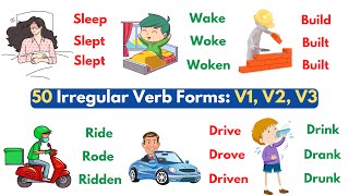 50 Most Common Irregular Verbs in English  Verb Forms in English v1 v2 v3  Vocabulary [upl. by Jefferey]