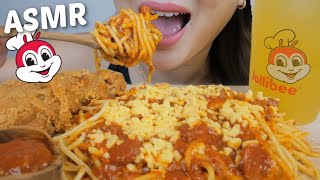 JOLLIBEE ASMR Spaghetti with Chicken Joy with Extra Sauce Relaxing Eating Sounds  NE Lets Eat [upl. by Araccot]