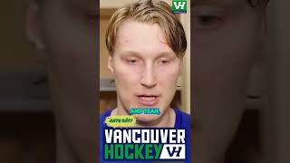 Canucks prospect Aatu Räty explains his first goal of the preseason [upl. by Orbadiah]