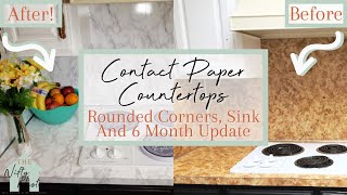 Contact Paper Countertop  Rounded Corners  Around Sink And Stove  6 month update [upl. by Akeenat99]