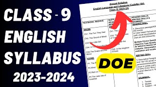 English Syllabus Class 9th 202324 Doe  class9 english syllabus  Delhi [upl. by Anirt]