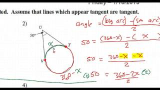 Day 10 HW  Arc and Angle Relationships with Tangents [upl. by Winson]