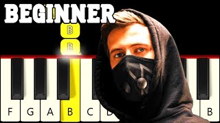 Faded  Alan Walker  Very Easy and Slow Piano tutorial  Only White Keys  Beginner  Complete Song [upl. by Netloc]