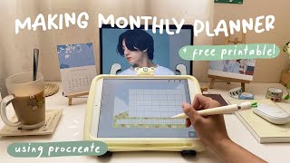 🗓 Making printable planner w procreate  FREE DOWNLOAD  STUDIO VLOG 🌼 free planner download [upl. by Macnamara423]