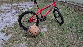 Basketball Deflated Through Valve Crushed Under a Flat BMX Bike Tire [upl. by Noyad34]