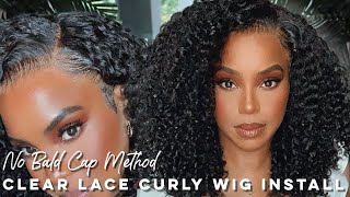 BEST CURLY WIG INSTALL FOR BEGINNERS PREPLUCKED CLEAR LACE FRONT WIG  XRSBEAUTYHAIR  ALWAYSAMEERA [upl. by Sherris]