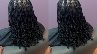 ✨HOW TO  SHORT KNOTLESS BRAIDS WITH CURLY ENDS ✨ [upl. by Cod130]