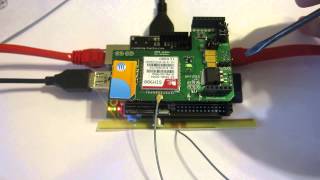 Raspberry Pi to Arduino SIM900 GSM using Connection Bridge from Cooking Hacks [upl. by Dacia677]