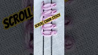 Scroll chain stitch Simple Cute border hand embroidery tutorial shorts trending embroidery art [upl. by Ardyce825]