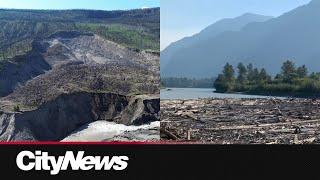 Debris from landslide continues flowing through Fraser River [upl. by Eniagrom534]