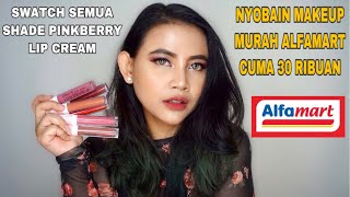 REVIEW DAN SWATCH SEMUA SHADE PINKBERRY LIP CREAM  MAKEUP MURAH ALFAMART [upl. by Dodge471]