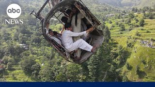 Drone footage shows dramatic rescue of Pakistan cable car rescue  GMA [upl. by Carolyne]