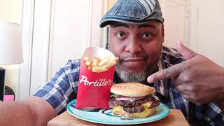 MUKBANG  PORTILLOS  DOUBLE CHEESEBURGER amp FRIES🍔🍟😋 [upl. by Ynavoj]