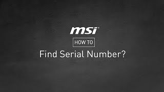 MSI® HOWTO find serial number SN and check code CHK [upl. by Yeuh134]