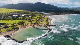 Lydgate Beach Park  Kauai Hawaii  4k  Drone View [upl. by Esina585]