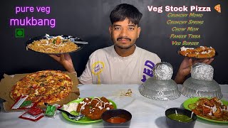 VEG STOCK PIZZA CRUNCHY MOMO OR SPRING ROLL FULL SPICY CHOW MEIN PANEER TIKKA VEG BURGER asmr [upl. by Leonore]