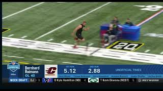 Bernhard Raimann 40yard dash at NFL Combine Central Michigan Austria [upl. by Fennie138]