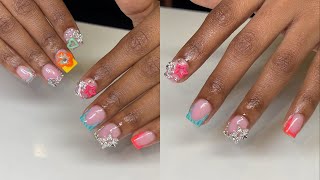 The Cutest Short Nails  3d Flower Nail Art Gel  Acrylic Overlay On Natural Nails [upl. by Ecerehs730]