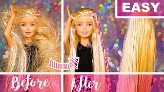 HOW TO FIX DOLL HAIR  EASY TUTORIAL with NO fabric softener  barbie doll [upl. by Seadon783]