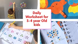 20 DIY Daily Practice Worksheets for 3 amp 4 Year Old Kids Toddler LKG Nursery Preschool Kids [upl. by Netsirk]