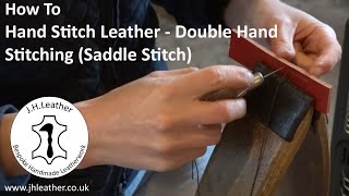 Hand Stitching Leather  Double Hand Stitching Saddle Stitch [upl. by Adnilema]