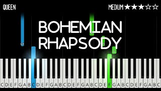 Queen  Bohemian Rhapsody  EASY Piano Tutorial [upl. by Harehs]