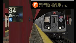 OpenBVE Special F Train To Kings Highway Via 6th Avenue Express R160A Half NYS Wrap [upl. by Aicatsanna850]