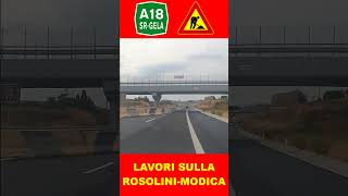 🚧 A18 ROSOLINIMODICA chiusa a tratti la corsia di sorpasso per installazione barriere cavalcavia [upl. by Osnofla]