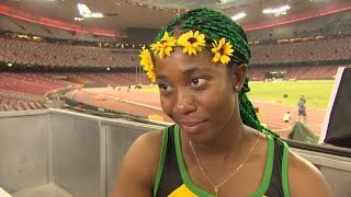 ShellyAnn FraserPryces 100m Gold Medal Interview  IAAF World Championships Beijing 2015 [upl. by Noid180]