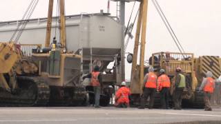 Union Pacific Hulcher Railroad Service Clear Derailed Train from Railroad Crossing on Elmhurst Rd [upl. by Yendor]