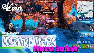 Easiest Way For Destroy Trees Milestone  Easy Guide  Fortnite Chapter 3 Season 1 [upl. by Ostap]