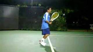 Tennis Demonstration Topspin Forehand with A High Setup [upl. by Anert]