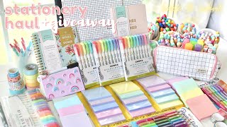 Back to school supplies shopping huge stationery haul amp giveaway 2021 ✏️🌸 [upl. by Hollyanne]