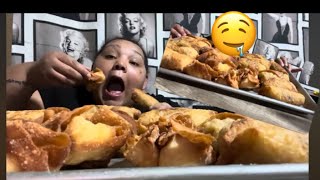 Crab Rangoons ampamp Egg Rolls Appetizers Chinese Food Mukbang [upl. by Moshe]