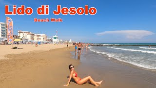 Lido di Jesolo 4k Beach walking tour of the beautiful beach Jesolo Italy [upl. by Luhar]