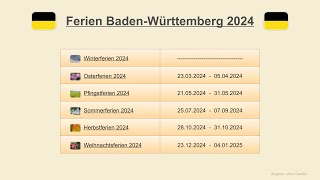 Ferien Baden Württemberg 2024 [upl. by Leima]