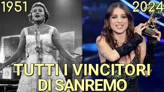 ANGELINA MANGO e TUTTI I VINCITORI DEL FESTIVAL DI SANREMO DAL 1951 AL 2024  Vince La Noia Mengoni [upl. by Orsa]