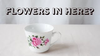 Cute Tea Cup Flower Arrangement  How to make a cup centerpiece [upl. by Cheyney]