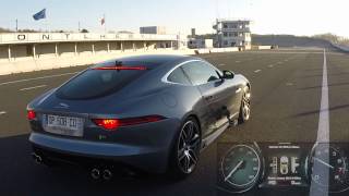 Jaguar FType R 50 V8 2015  0 à 100 kmh sur le circuit de Montlhéry [upl. by Yenrab]