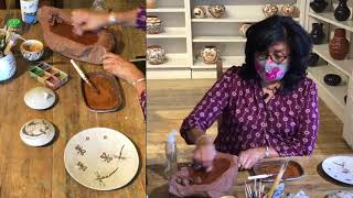 Carolyn Concho of Acoma Pueblo Live pottery making demo 8212020 [upl. by Nimra92]