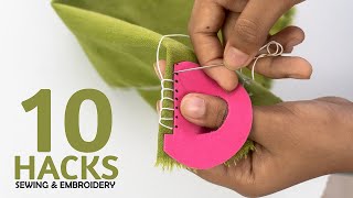 10 SMART HAND EMBROIDERY amp SEWING HACKS  by DIY Stitching [upl. by Pacian]