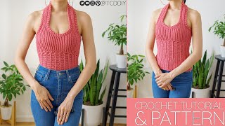 Basic Crochet Halter Top [upl. by Oiratnom]