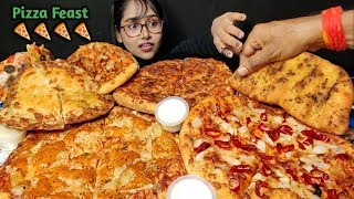 Eating Different types of Pizza  Dominos Pizza Feast  Big Bites  Asmr Eating  Mukbang [upl. by Enawtna]