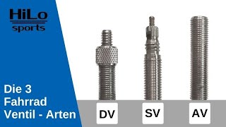 Fahrradventile Unterschiede  Die 3 Fahrradventil Arten  SV DV AV Ventile [upl. by Lezti]