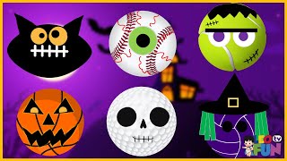 Pelotas deportivas edición Halloween  Pelotas para niños  Balones para niños  Leofuntv 🏀🏈🏐⚾ [upl. by Drofliw]