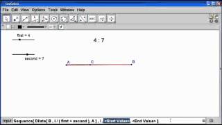 Dividing a Line Segment in a Given Ratio  in GeoGebra [upl. by Erdnad]